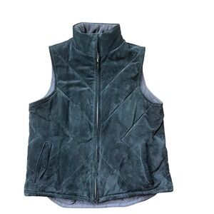 Wilsons Leather Maxima Vest Women Medium Gray Excellent Suede Fleece Quilted Zip